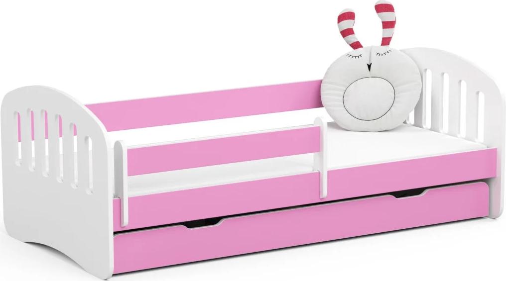 Kinder-Einzelbett 80x180 JASTRIA - weiß/rosa