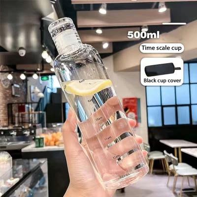 Perfect Picks Market Hydration Tracker Sport Water Bottle With Time Scale transparent cover 500ml