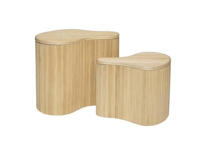 Vente-Unique Beistelltisch - 52 cm, 43.5 cm x 40 cm, 30 cm - rattan - naturfarben hell Marsa, Naturfarben, Naturmaterialen, Uni, Organisch, 52x45x40 cm, Wohnzimmer, Wohnzimmertische, Beistelltische
