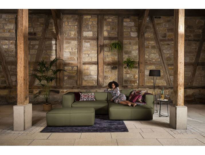 Ecksofa, Grün (Camouflage Z69), 300x164 cm, Longlife Leder, L-Form, Modern/Vintage, W.SCHILLIG