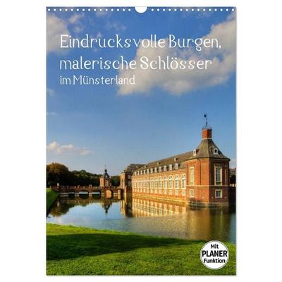 Eindrucksvolle Burgen, malerische Schlösser im Münsterland (Wandkalender 2027 DIN A3 hoch), CALVENDO Monatskalender
