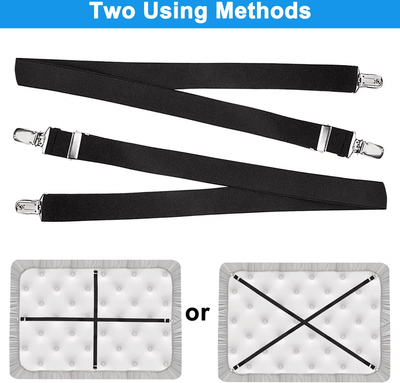 PRiME Adjustable Bed Fitted Sheet Straps Suspenders Belt With Gripper Fastener Clips, Heavy Duty Elastic Mattress Holders Adjustable Bed Fitted Sheet Straps Suspenders Belt With Gripper Fastener Clips, Heavy Duty Elastic Mattress Holders