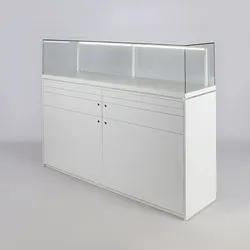 Breite Sockelvitrine mit Schubladen und Staufach Dialog DLG-90B