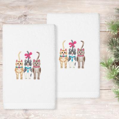 Authentic Hotel and Spa Cats - Embroidered Luxury 100% Turkish Cotton Hand Towels (Set of 2)