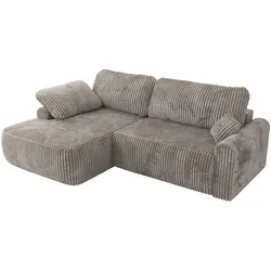 ECKSCHLAFSOFA CUBO L Hellbraun Cord - links