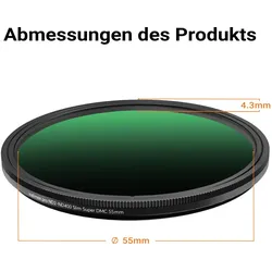 Walimex pro ND2-ND400 Fader Slim Super DMC 55mm variabler Graufilter ND Filter (55 mm, ND- / Graufilter), Objektivfilter, Schwarz