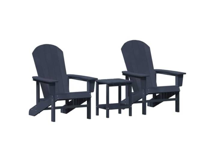 KUTYWEXFM 3-teiliges Gartenmöbel Set Marineblau Polyethylen Sessel Wetterfeste Sitzgruppe aus stabilem PE-Kunststoff für Balkon, Terrasse und Veranda inklusive Beistelltisch.