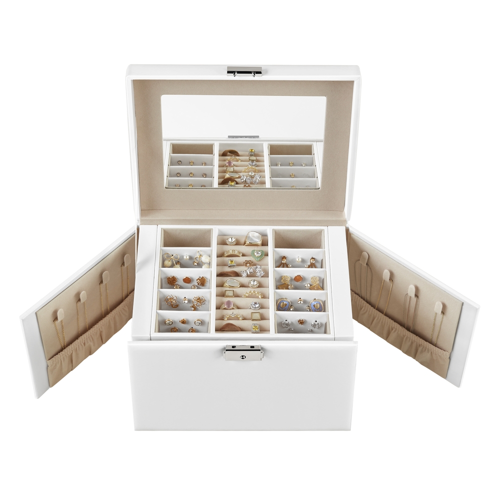 SONGMICS Schmuckbox mit 4 Ebenen Weiß JBC159W01