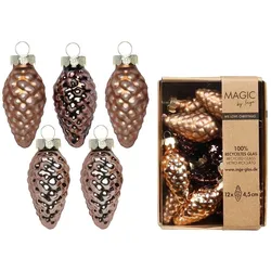 Christbaumschmuck Zapfen Glas H 4,5 cm 12 Stück braun matt/glänzend