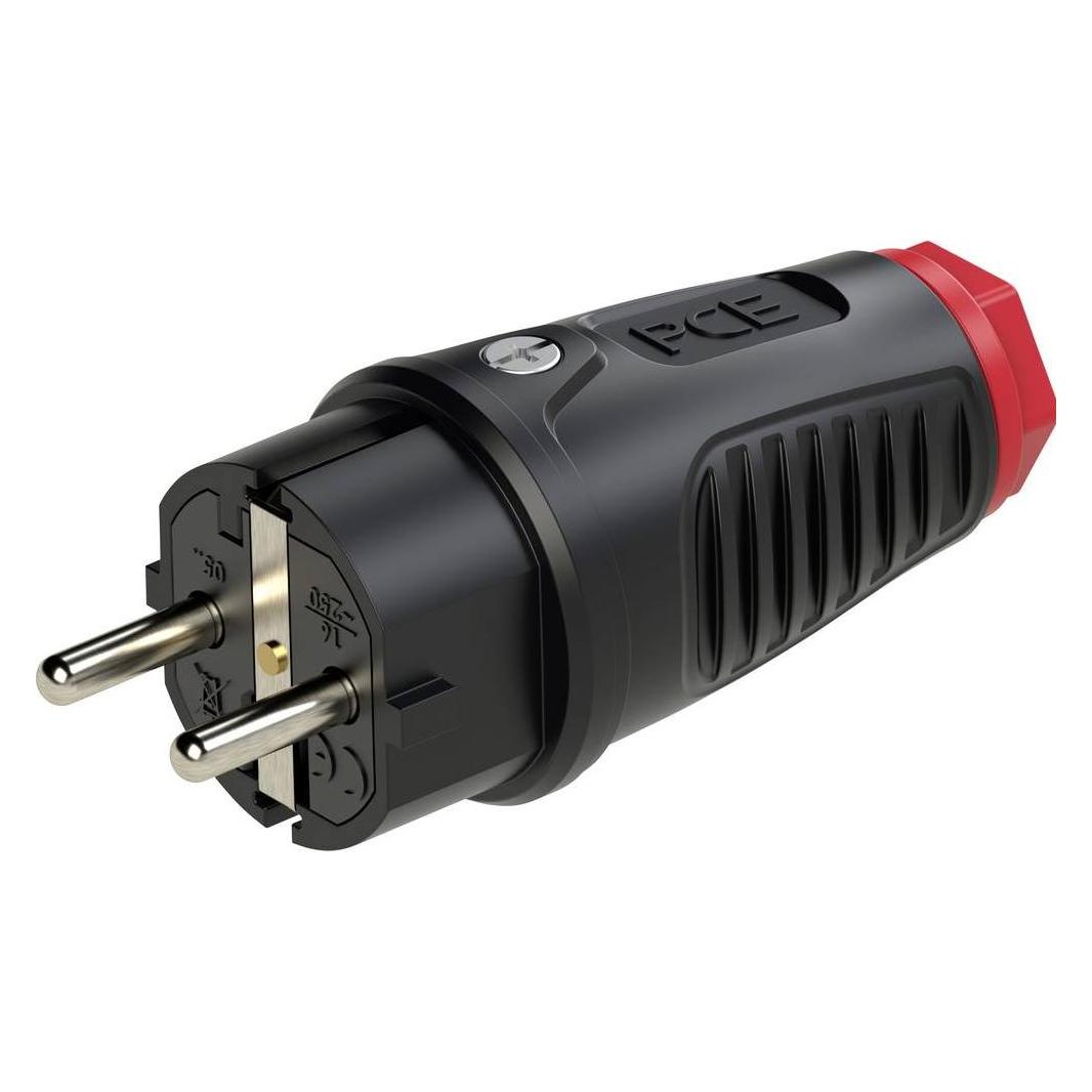 PCE Stecker Schutzkontaktstecker Vollgummi IP54 0512-sr (CEE 7/4) (0512-sr)
