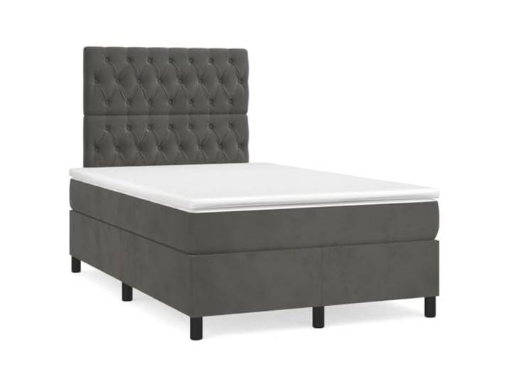 RJPLMFV Bettgestell, Velours, Dunkelgrau, 120 x 190 cm Taschenfederkernmatratze, verstellbarer Kopf, mittelharte Unterstützung, weicher Matratzenschoner