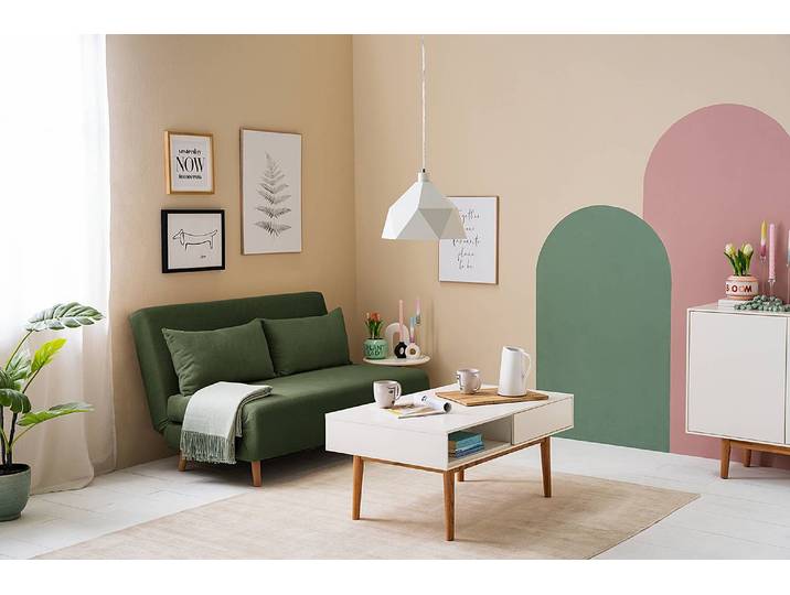 Schlafsofa Grün Cordstoff Eldrid 141 x 81 x 90cm Skandi