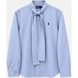 Schluppenbluse mit Label-Stitching Blau M
