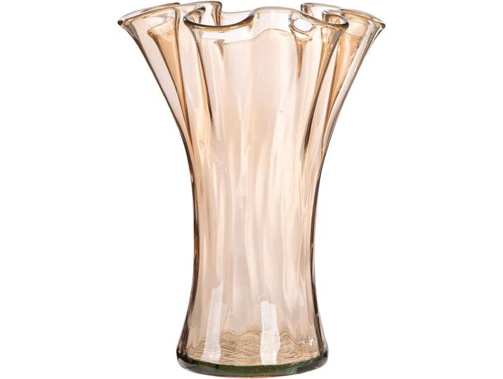 Tischvase GILDE Vase bauchig; organisch Artesania braun H. 23 cm , beige (braun), B:20cm H:23cm T:20cm Ø:20cm, Glas, Vasen, Tischvase, Vase, artesania, handwerklich, strukturiert, rustikal, Eyecatcher