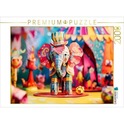 CALVENDO Puzzle Fußballelefant im Zirkus | 2000 Teile Lege-Größe 90x67cm Foto-Puzzle für glückliche Stunden