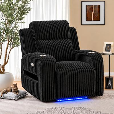 Kodotan sofa Wide Corduroy Upholstered Power Recliner With Cup Holders for Living Room Recliner