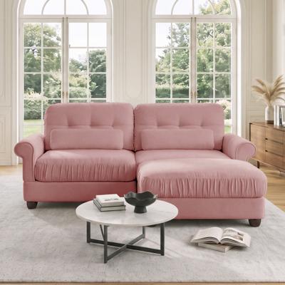 Unbranded "69.2"" Modular Chenille 2-Seater Sofa, Rolled Arms with Lumbar Pillows Loveseat"