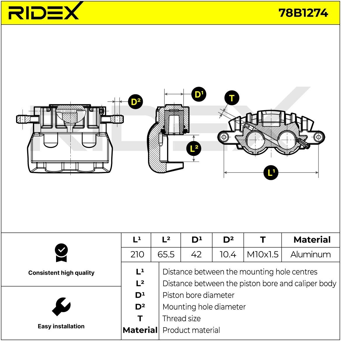 RIDEX 78B1274 Brake caliper
