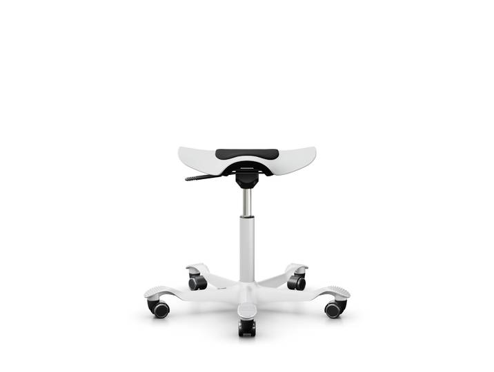 Sattelhocker HAG Capisco Puls 8001 Weiss/Weiss, Hartbodenrollen, Dynamisches Sitzen - optimal für gesundes Sitzen