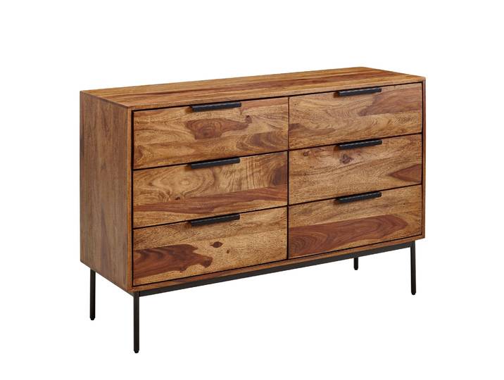 117x80x42 cm commode en bois massif de sheesham / métal Wohnling