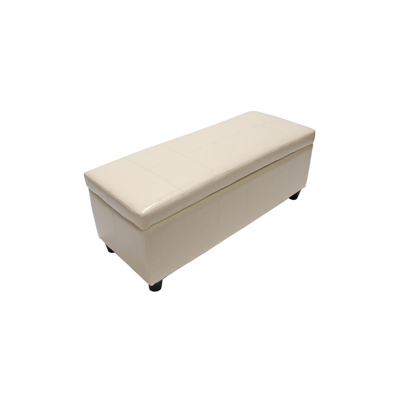 Bank Sitzbank MIT Aufbewahrung Arezzo Leder + Kunstleder 112x45x45cm MVG-zertifiziert ~ creme