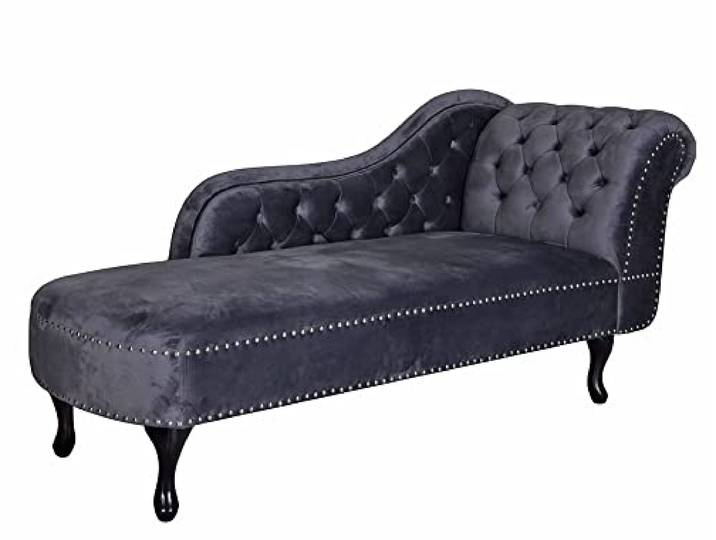 Chesterfield Chaiselongue Samt Sofa Grau Recamiere Ottomane Antik Liege fha069 Palazzo Exklusiv
