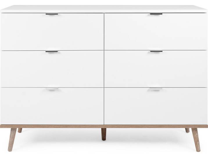 Homestyle4u Kommode Sideboard Highboard Schrank mit 6 Schubladen Weiß Holz