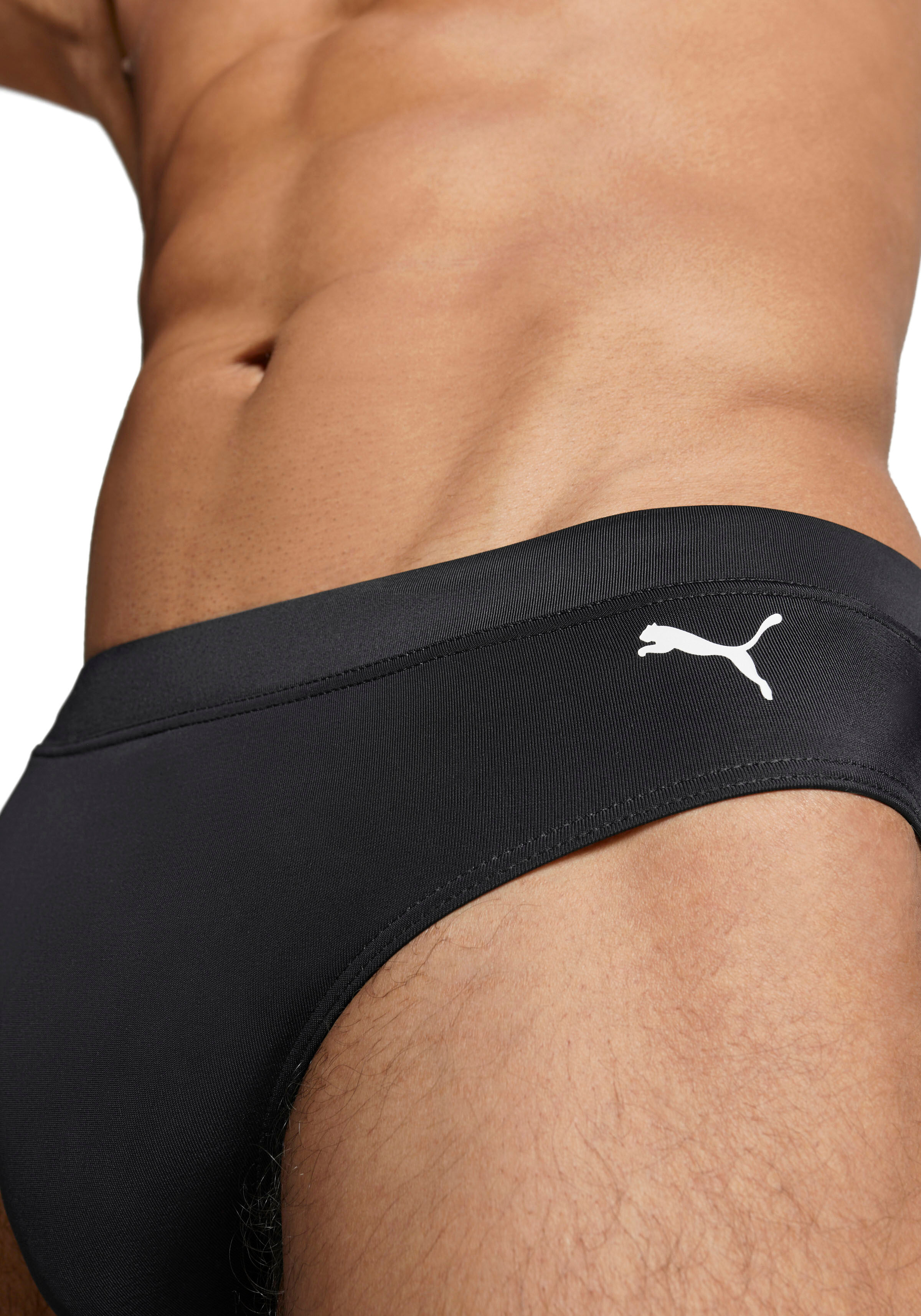 Badehose PUMA "PUMA SWIM MEN CLASSIC SWIM BRIEF", Herren, Gr. XL, N-Gr, schwarz, Web, Elasthan, Polyester, unifarben, Badehosen Badehose, mit seitlichem Logoprint schwarz XL, N-Gr