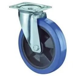 BS ROLLEN Lenkrolle 125mm Platte Elastikrad blau 300kg Traglast