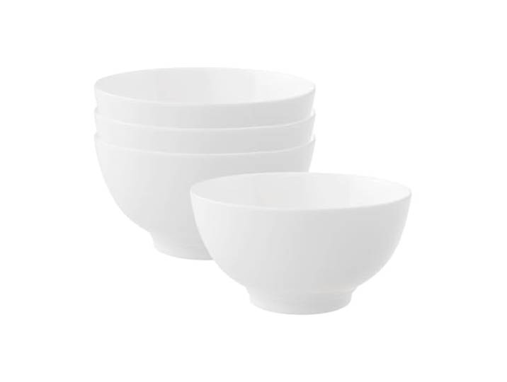 Villeroy & Boch Royal Salat-/ Servierschüsseln 4er Set, Spülmaschinenfest, Mikrowellensicher, Schüssel, Bowl, Schale, Salatschüssel, Premium Bone Porcelain, Weiß