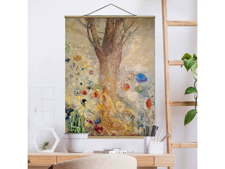 home24 Wandkleed Odilon Redon De Boeddha geweven stof beige 50 x 66cm