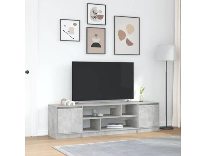 HEFZGDB TV-Schrank Betongrau 188,5x41x50 cm Holzwerkstoff mit Stauraum und Stabiler Oberplatte, Aufbewahrung für Multimedia-Geräte, praktische Türen, pflegeleicht und langlebig,