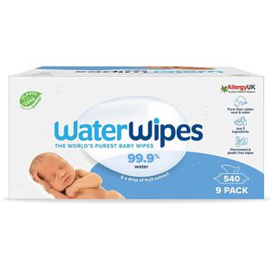 WaterWipes Feuchttücher Baby, 540 Tücher, unparfümiert, je 60 Stück, 9 Pack