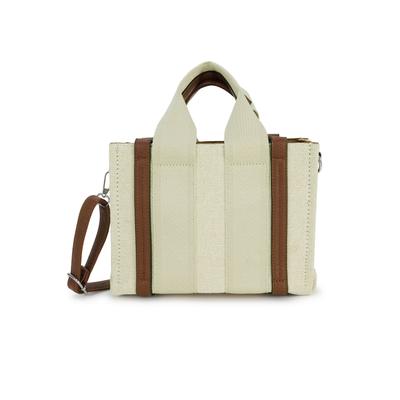 Schultertasche HARPA "TAMI", Damen, Gr. B/H/T: 24cm x 18cm x 24cm, beige (cognac), Lederimitat, mehrfarbig, Taschen Schultertasche, mit sportlichen Canvas-Streifen