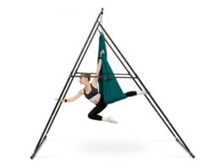 VEVOR Structure Balançoire pour Yoga Aérien avec Hamac de 6 m, Portique pour Hamac et Yoga Capacité de 200 kg, Support de Traction Triangulaire avec Mousse EVA, Réglages Horizontal et Vertical
