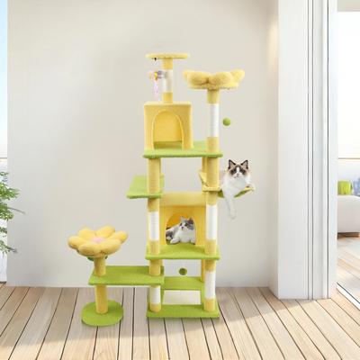 Kodotan sofa 71 inch Flower Cat Tree With large Condo Removable Flower Cushion and Hammock