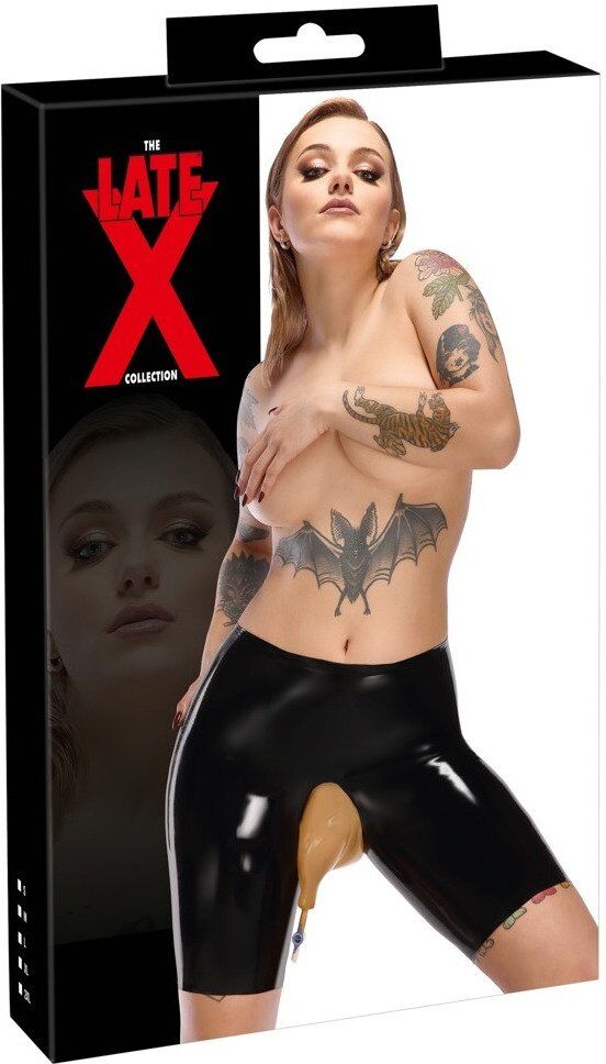 Late X Short cycliste en latex avec poche urine