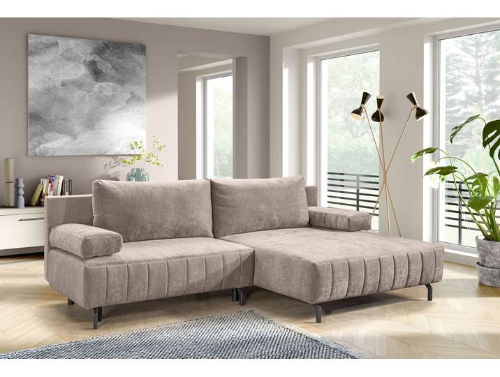Ecksofa EXXPO - SOFA FASHION Cambria, Bett & Bettkasten, bodenfrei, modernes Design, L-Form , beige, B:262cm H:93cm T:171cm, Sofas, Ecksofa, inkl. Bettfunktion und Bettkasten, 15 cm bodenfrei, L-Form