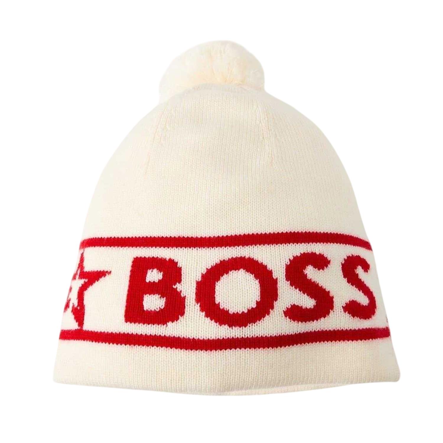 Boss Gebreide uniseks muts voor volwassenen (Wit)