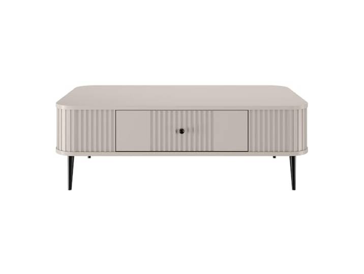 Lomadox Wohnzimmer Couchtisch Tisch, 103 cm Breit, in Kaschmir mit schwarzen Griffen & Füßen, 1 Schublade modern