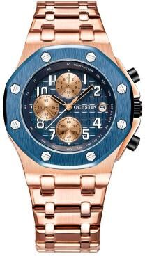 Everyday Crate OCHSTIN 6100D Mens Luminous Quartz Stainless Steel Watch blue+rose Gold