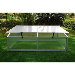 OUTFLEXX Hochbeetaufsatz mit Schiebetüren, silber, Alu/Polycarbonat, 176x86x60 cm, pulverbeschichtet