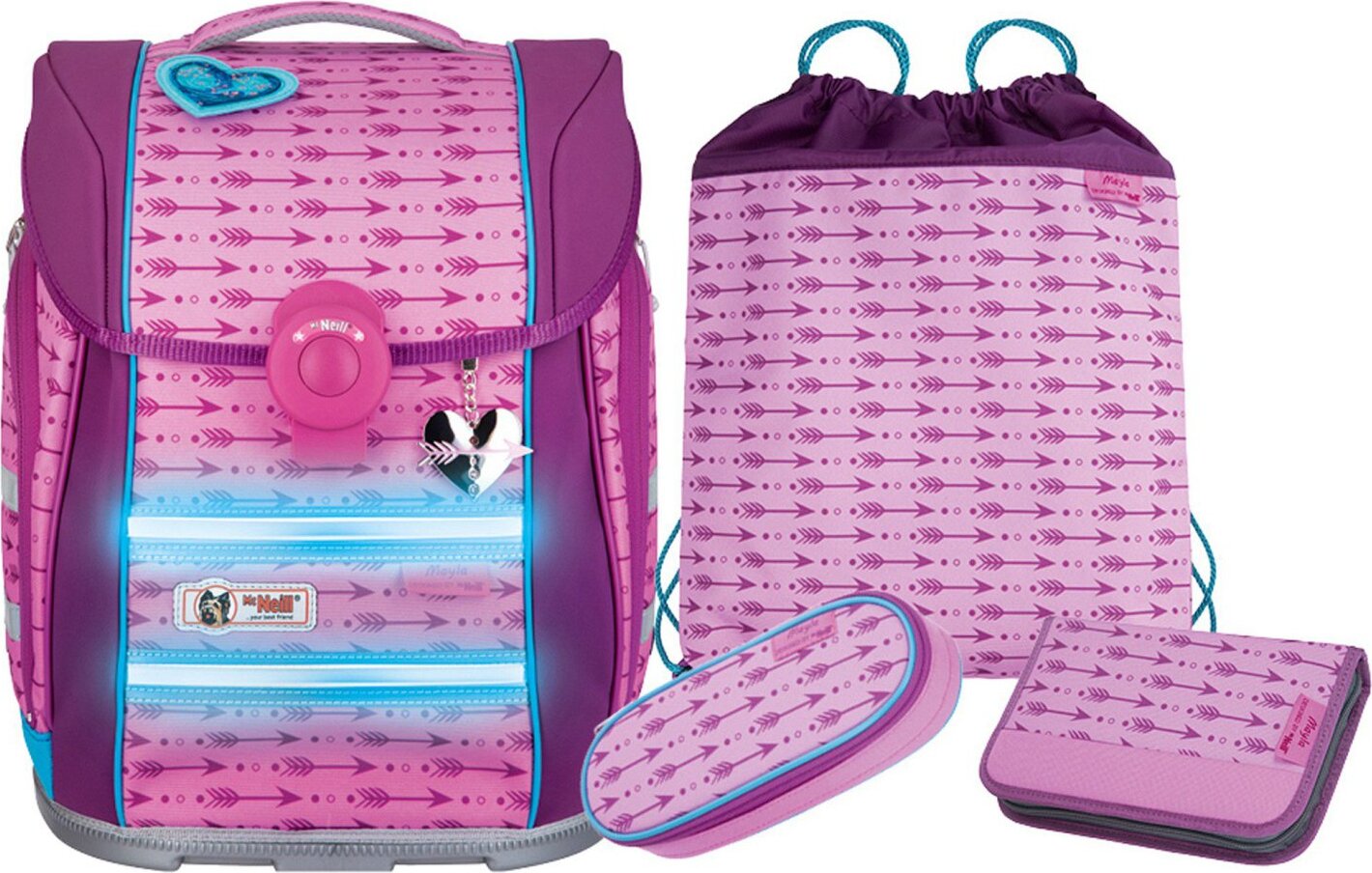McNeill ERGO Primero Schulranzen Set 4tlg. "McLight" verstellbar Mayla