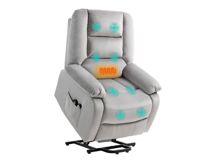 FELIXLEO Ecksofa Aufstehsessel mit Massagefunktion 90x93x110cm Hellgrau, 1 Teile
