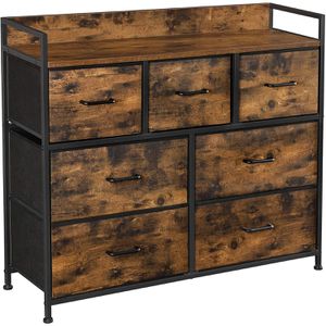 Vasagle Kommode LTS137B01, braun, vintage, mit 7 Schubladen, 98 x 85 x 28,5cm