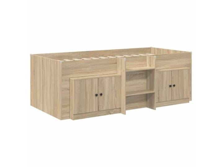 SKTQYQO Bettgestell Loft mit Möbel Eiche Sonoma 3 Teile Technisches Holz, platzsparendes Design, mit Leiter, für Matratze 75 x 190 cm