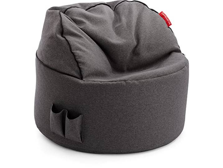 Gamewarez Sitzsack mit 2 in 1 Funktion, Gaming Sitzsack/Sessel mit Rückenlehne und Lifystyle Hocker für Erwachsene & Teenager, inkl. Seitentasche, 85x42 cm, Samt, Made in Germany, schwarz