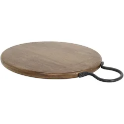 Chic Antique Tapasbrett Tours cm Walnuss-Finish mit Ledergriff, Ø 30 cm - Walnussbraun