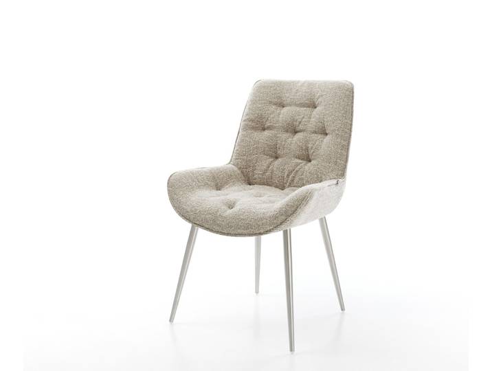 Esszimmerstuhl Taimi-Flex Webstoff Soft Beige 4-Fuß konisch Edelstahl, Esszimmerstühle