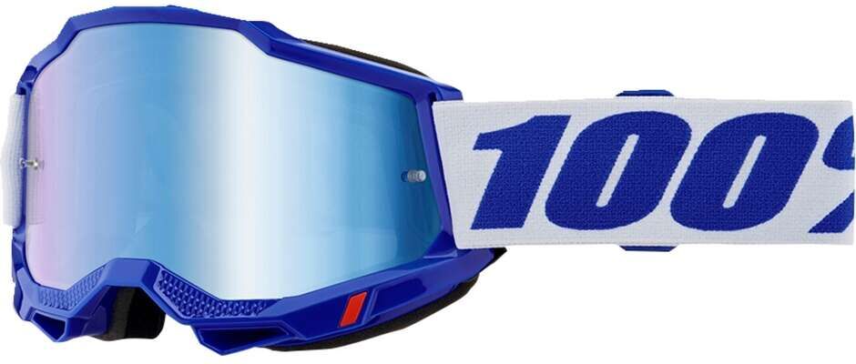 Maschera Moto Cross Enduro 100% ACCURI 2 BLU Lente Specchio taglia uni